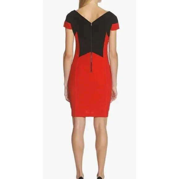Shani Focus Color Block Dress in Black & Red NWT Size 12 -  threedaughtersproperties.com